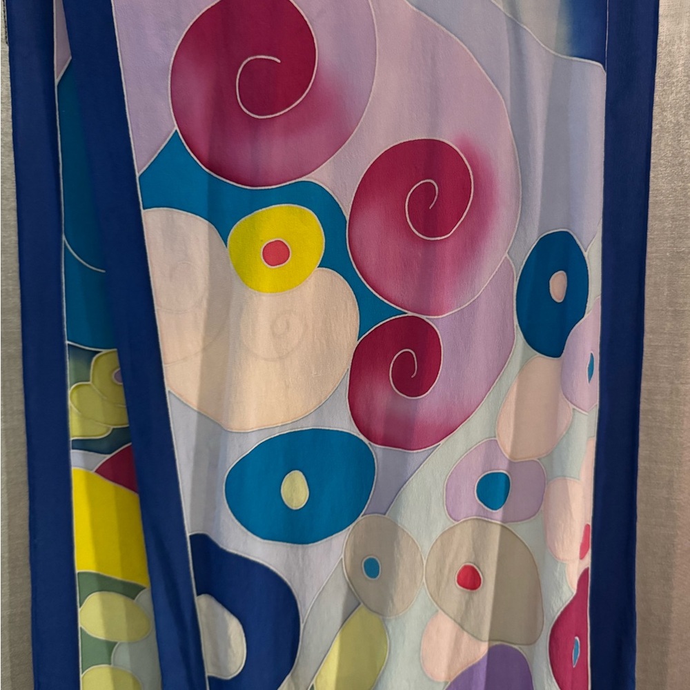 Lalita Abstract pop art 100% Silk Scarf 60 L x 13 W - Picture 3 of 3